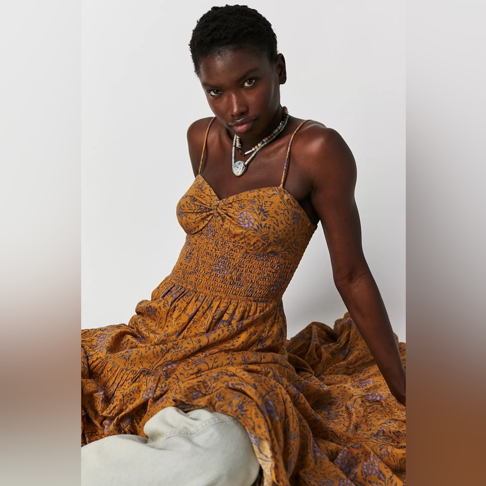 Free People Mustard Floral Maxi Dress
